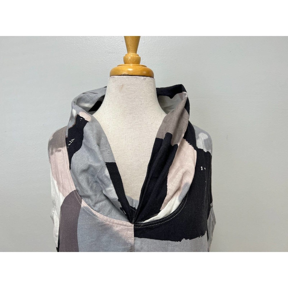 NWT ForCynthia Navy Multicolor Linen Blend Cowl Neck Maxi Dress Size L MSRP $120 - Picture 3 of 16